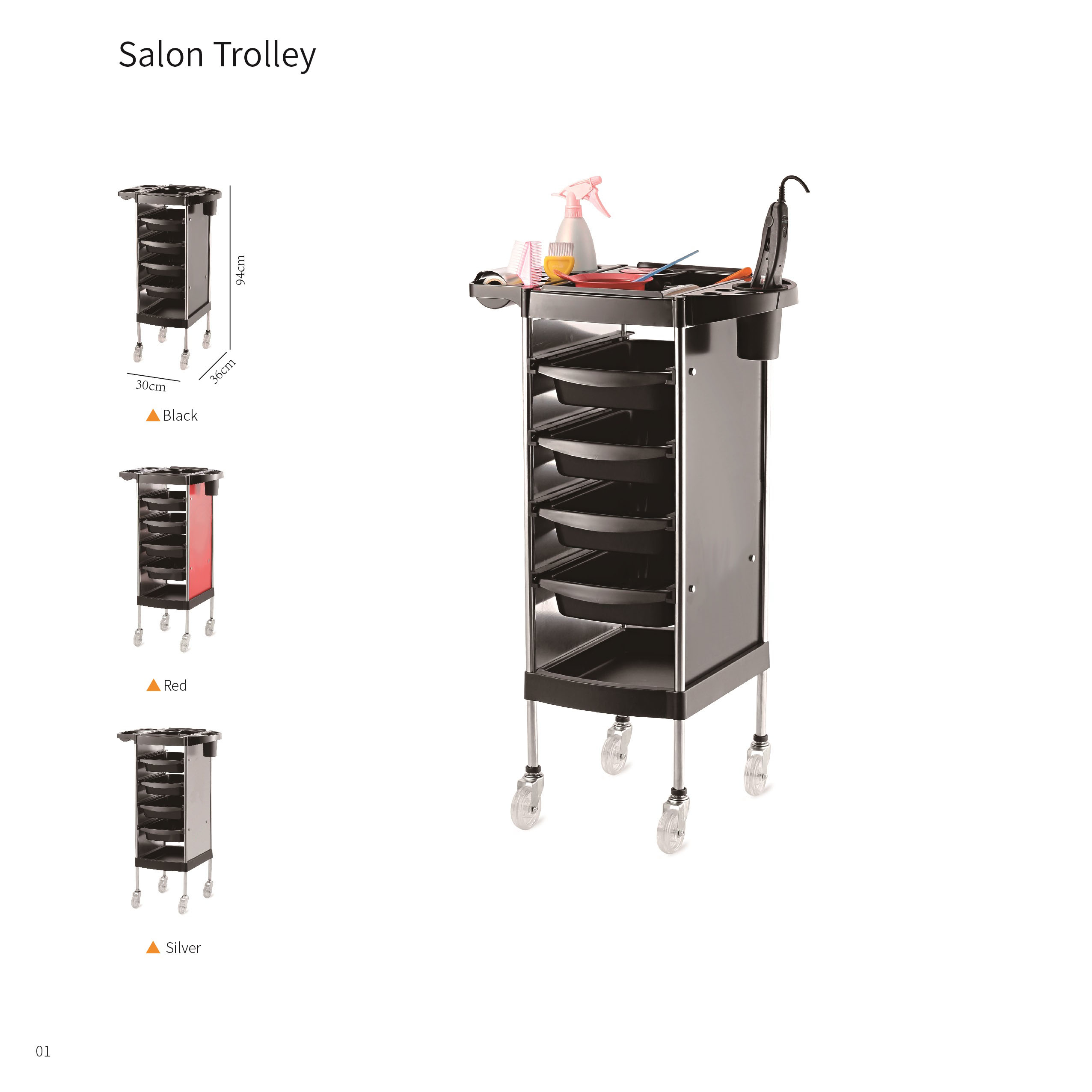 Cart Auxiliar de Peluquería Cajón Multifunción Clásico