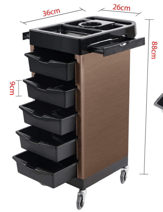 SalonPro Classic 5-Drawer Trolley with Side Trays 1 SalonPro Classic 5-Drawer Trolley with Side Trays