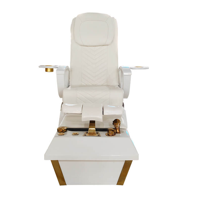 Minimalist White & Gold Pedicure Station with Built-in Armrest Cup Holders 2 Minimalist White & Gold Pedicure Station with Built-in Armrest Cup Holders - 图片 2
