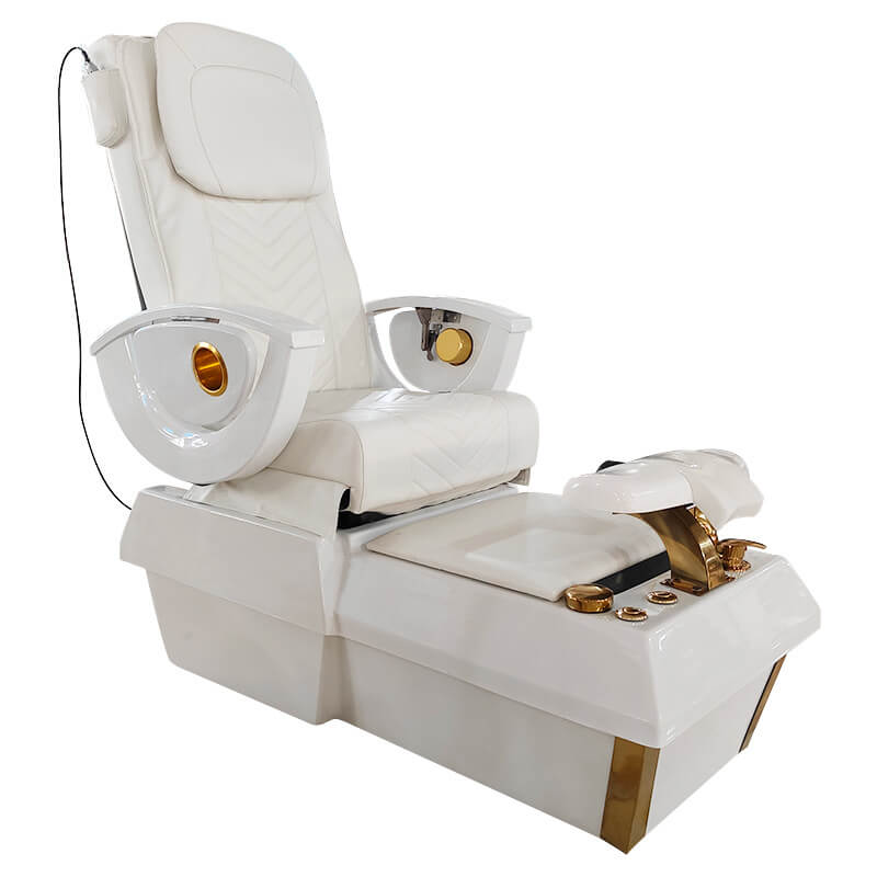 Minimalist White & Gold Pedicure Station with Built-in Armrest Cup Holders 3 Minimalist White & Gold Pedicure Station with Built-in Armrest Cup Holders - 图片 3