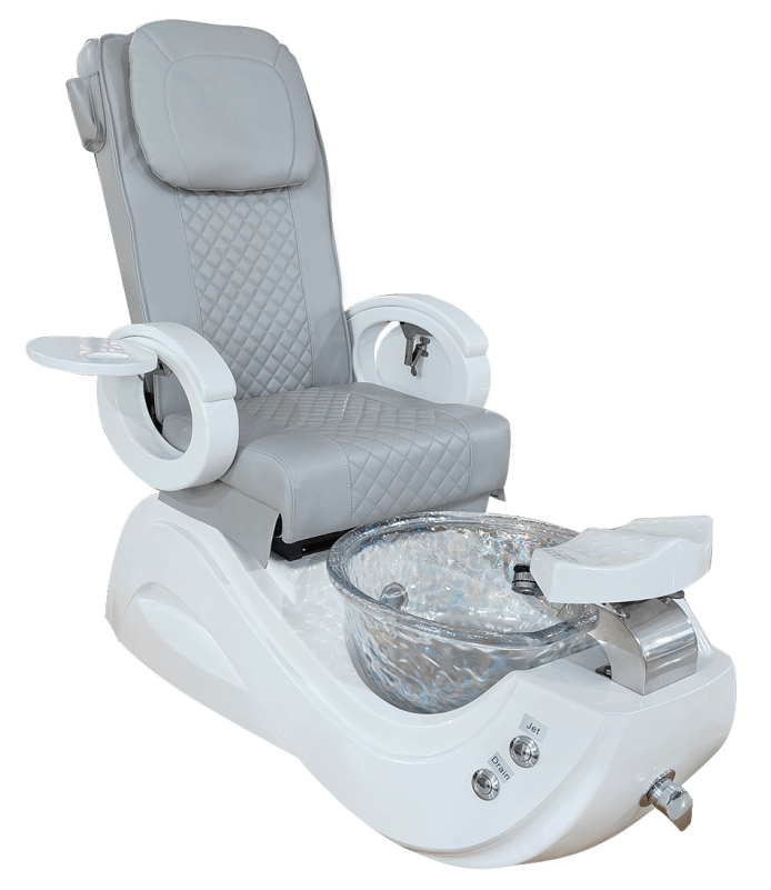 Ergonomic Grey Pedicure Chair with Iridescent Crystal Bowl & Wave LED Base 1 Ergonomic Grey Pedicure Chair with Iridescent Crystal Bowl & Wave LED Base