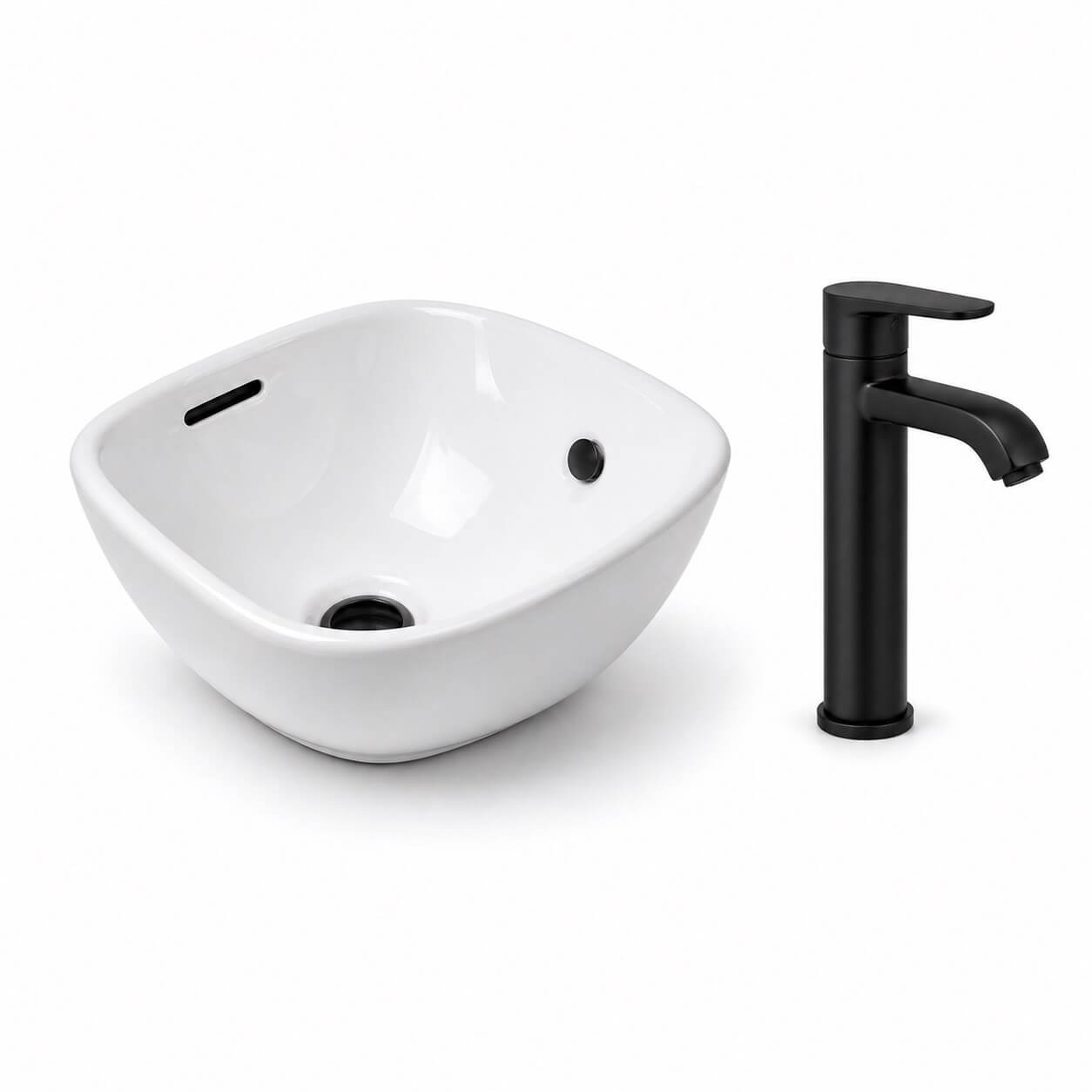Ceramic shampoo basins and faucets