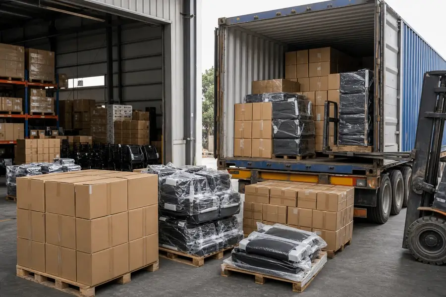 Complete chairs and spare parts mixed order container loading